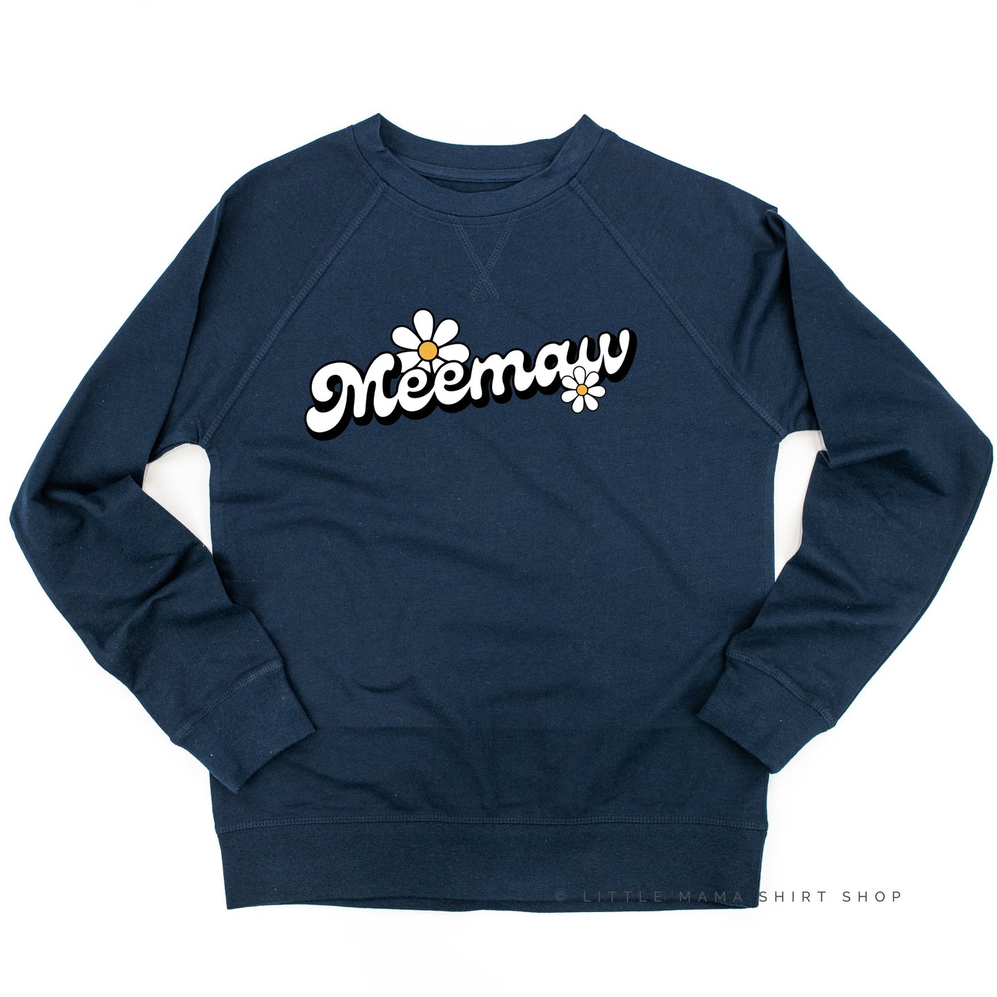 DAISY - MEEMAW (2 e's) - w/ Full Daisy on Back - Lightweight Pullover Sweater