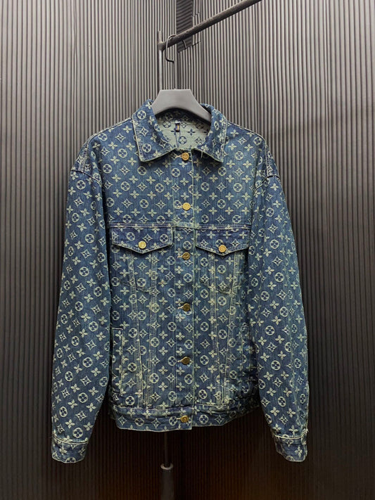 xh-Denim all over printed jacket