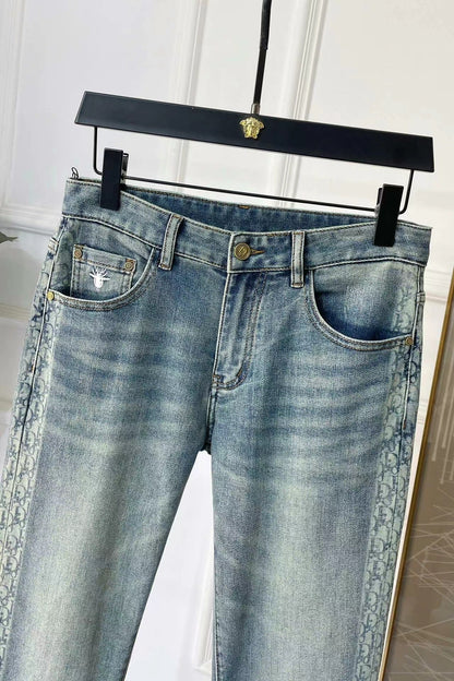 double sided printed jeans