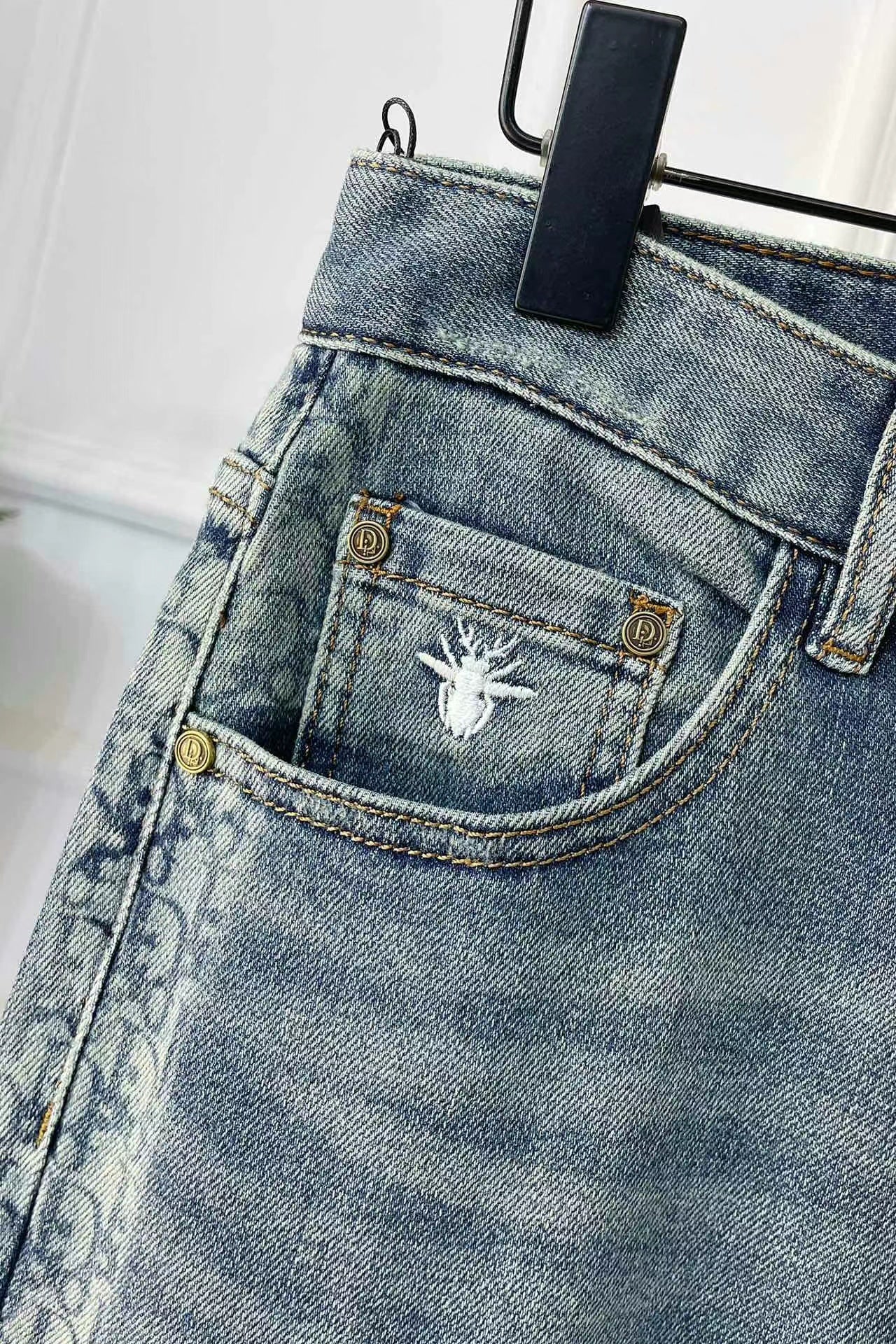 double sided printed jeans