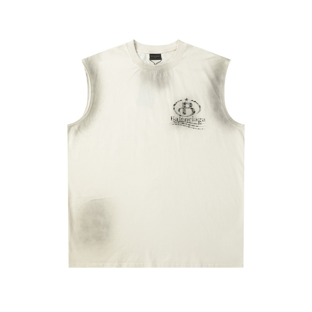 24 Round neck letter print sleeveless T-shirt