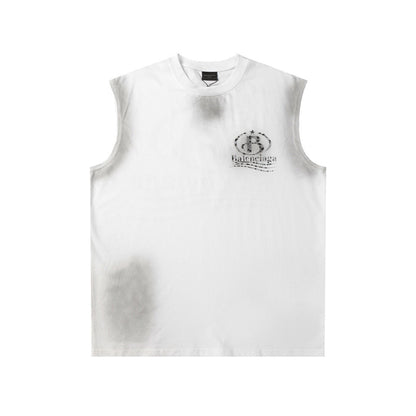 24 Round neck letter print sleeveless T-shirt