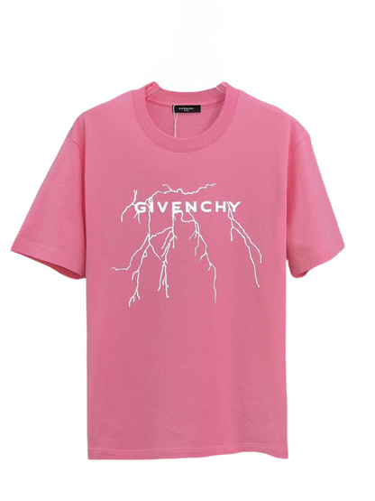 Four-color lightning print graphic T-shirt