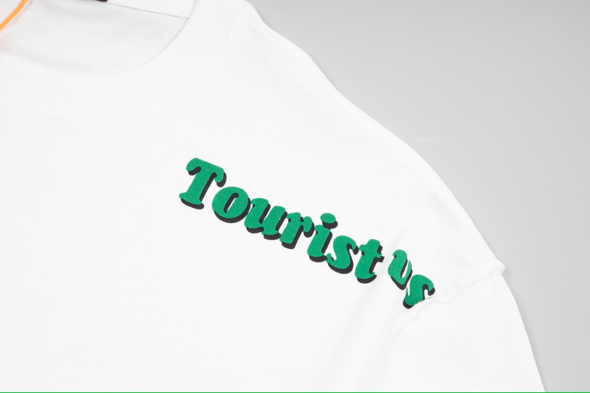 Green letter logo cotton T-shirt