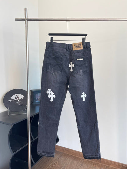 Cross Leather Jeans