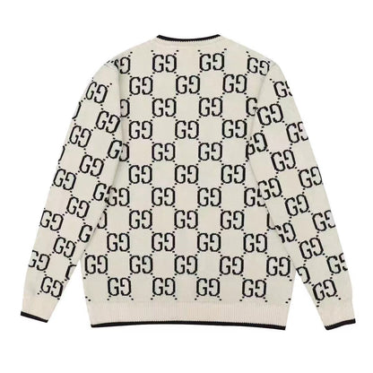 Allover printed crew neck knitted long sleeves