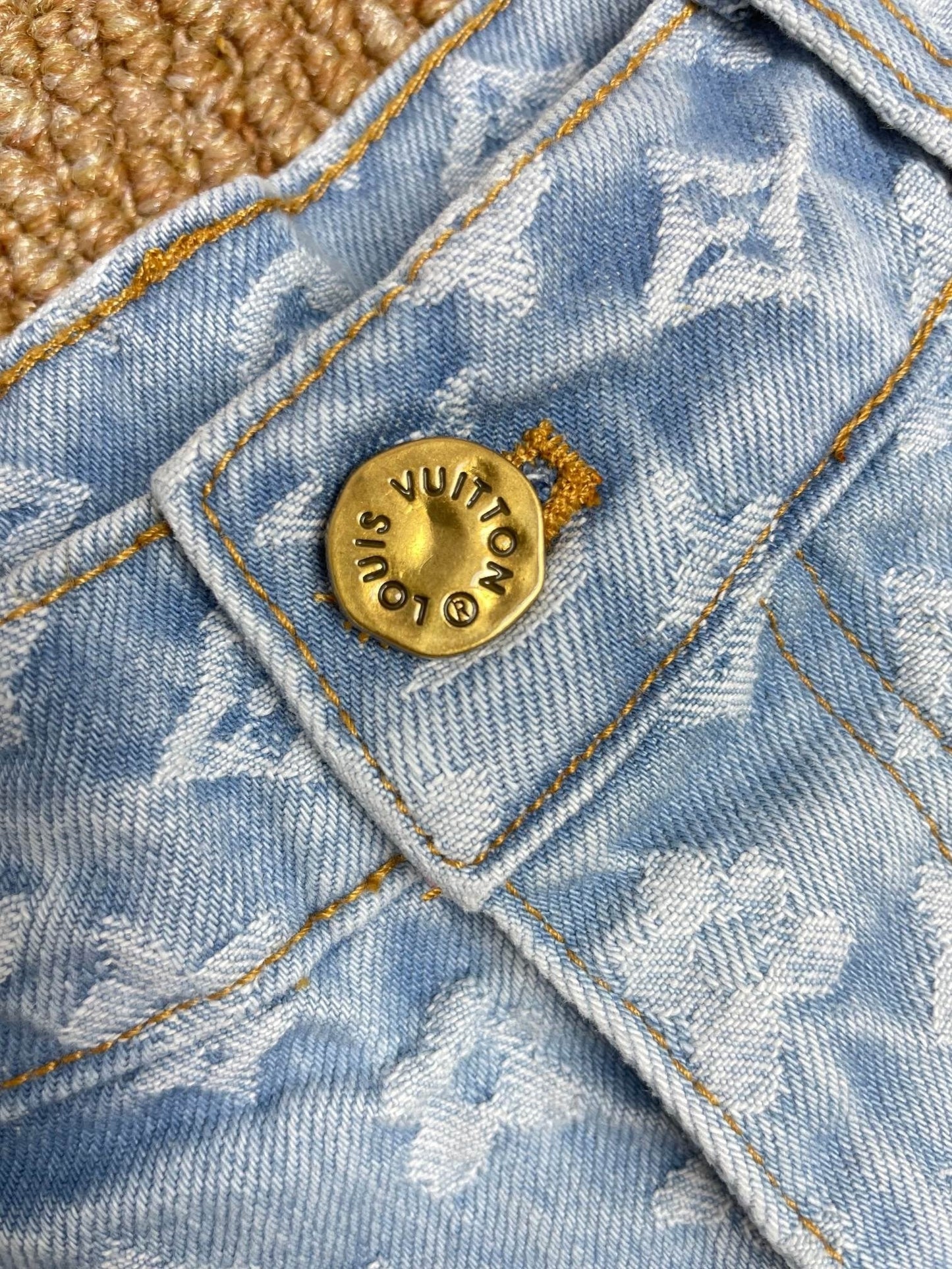 Logo print denim shorts