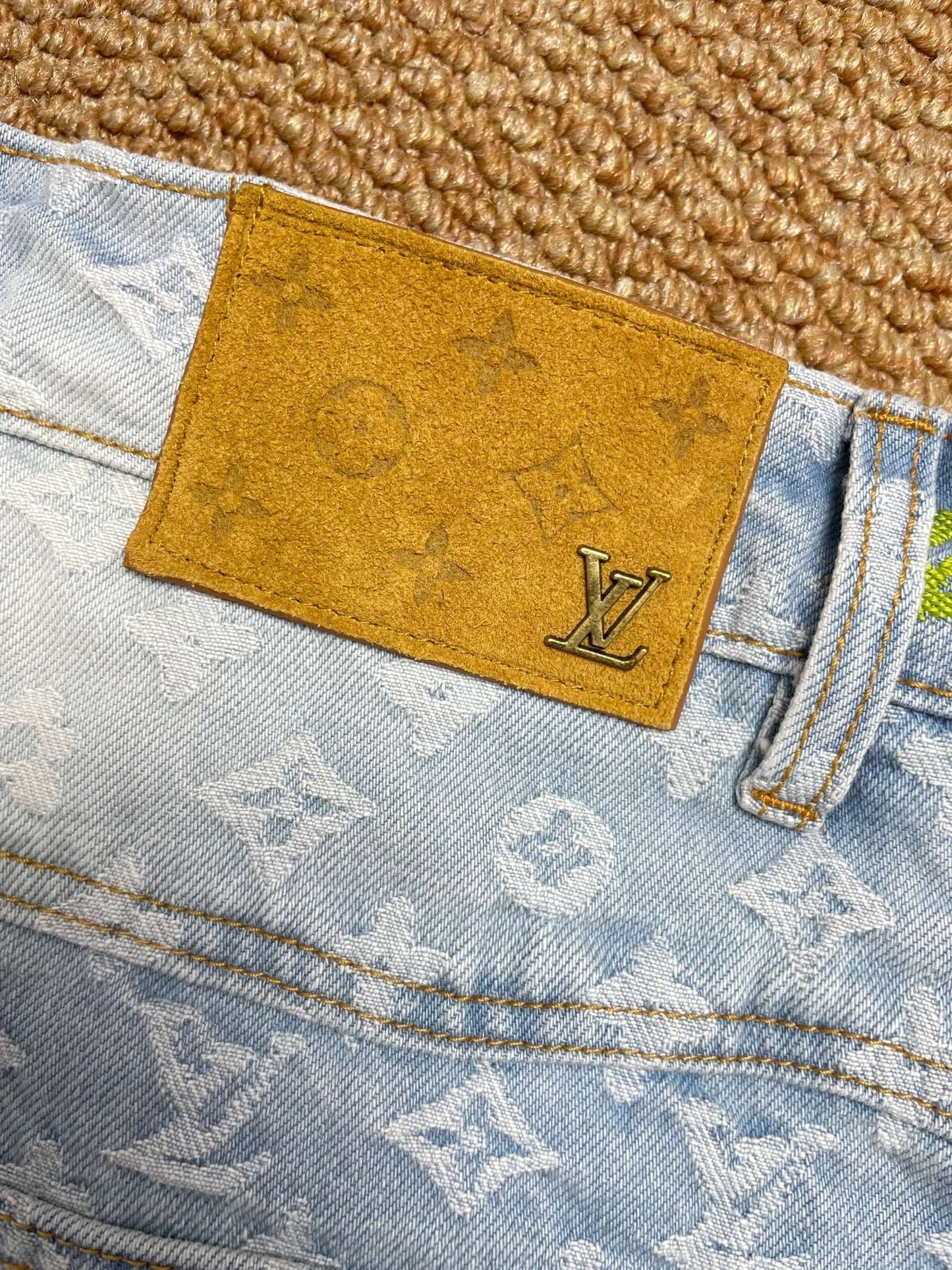 Logo print denim shorts