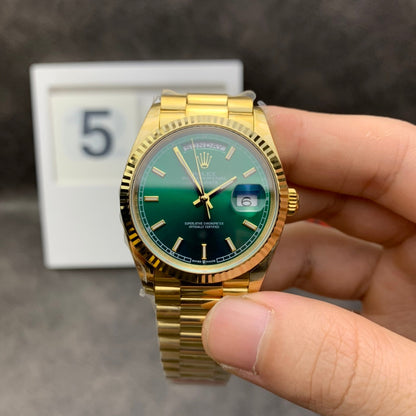 Unisex Yellow gold - Green dial - 36mm