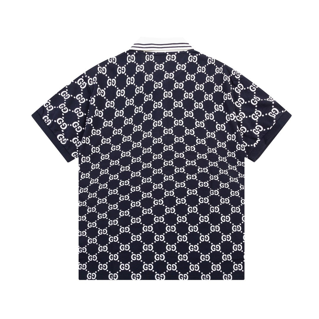 Cotton Vintage Print Polo Shirt