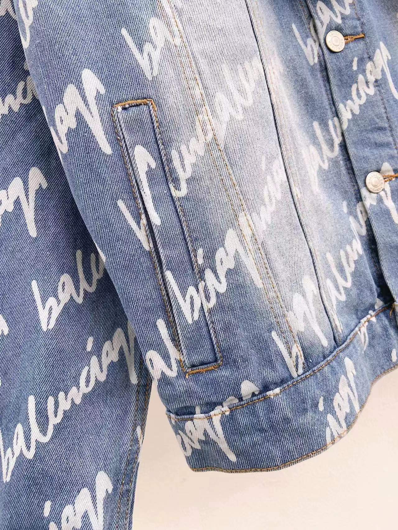 All-Over Lettering Denim Jacket