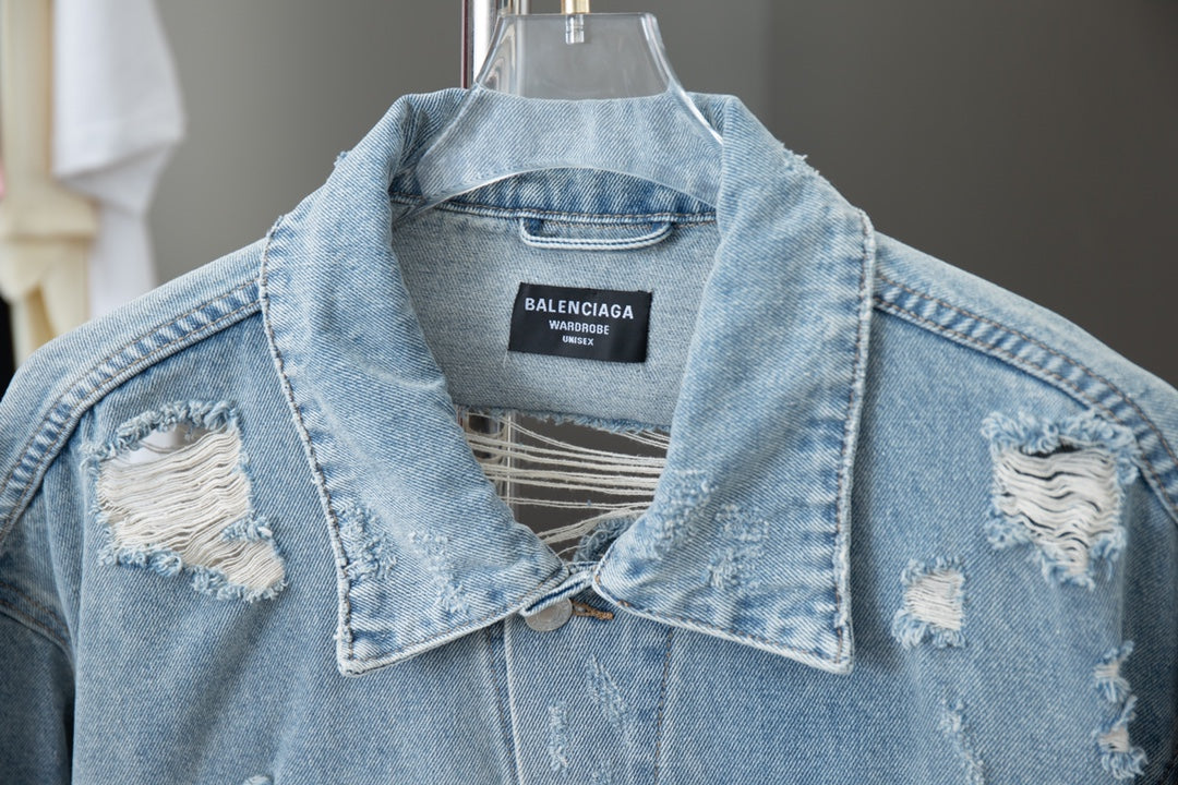 Ripped denim loose jacket for men and women