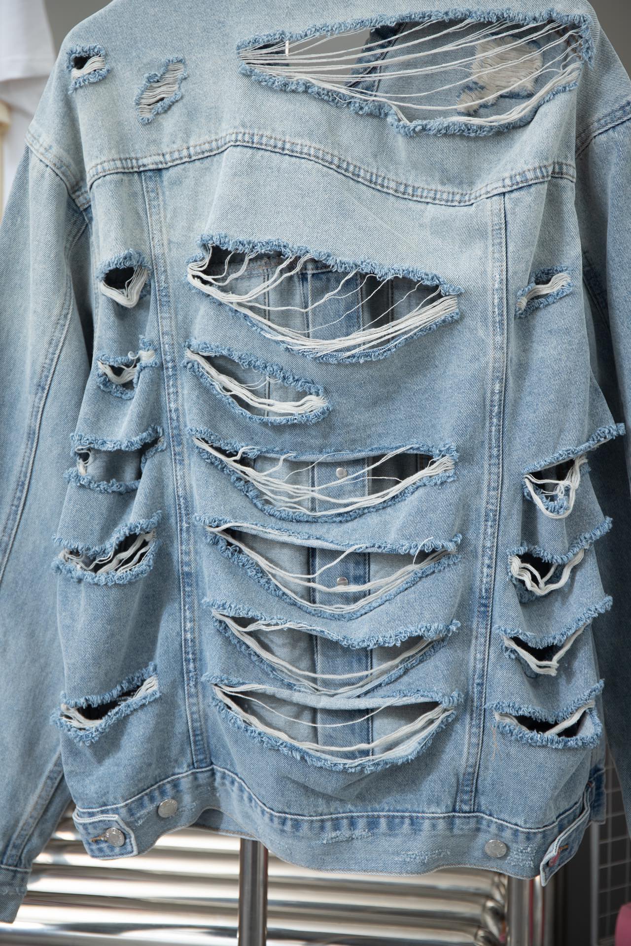 Ripped denim loose jacket for men and women