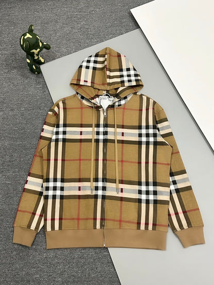 Plaid Couple Zip-Up Hooded Jacket